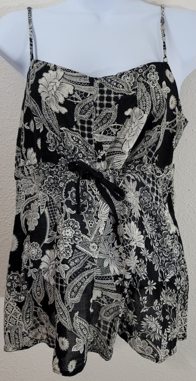 Cinnamon Girl Black Floral Spaghetti Strap Tank Top Small